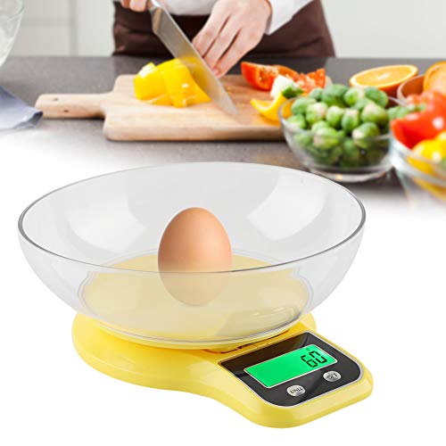 Food Scale with Bowl WH B21LW,Digital Food Scale with LCD Display Food Scale Kitchen Food Scale Digital Cooking Multifunction Weight Scale with Bowl (Yellow)