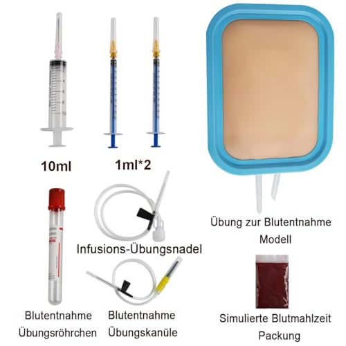 Surgical Set of 4 Injection Training IV Start Kit Realistic Blood | Medical Grade Silicone Infusion Training Kit for Medical Students and Nurses