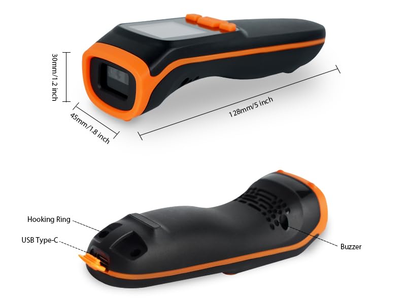 [Australia - AusPower] - OBZ Mini 2D Bluetooth Barcode Scanner with LCD Screen Display, 3-in-1 Bluetooth & USB Wired & 2.4G Wireless Bar Code Scanner Portable QR Code Scanner for Tablet iPhone MacOS Android iOS Windows PC POS M82-NEW 