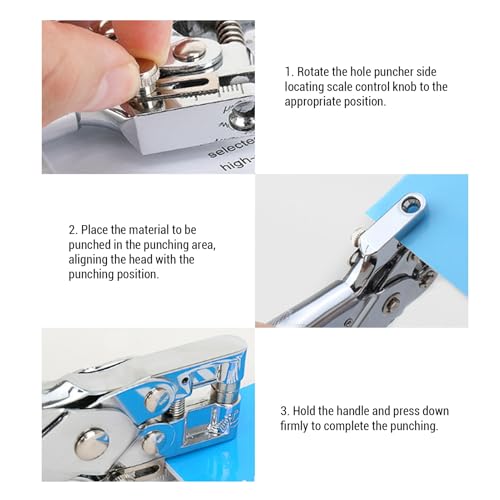 Hztyyier 5mm single hole puncher with chrome-plated head, non-slip grip and adjustable depth guide