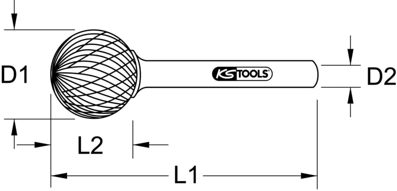 [Australia - AusPower] - KS Tools 515.3282 Hard metal ball milling burr form D, 6mm 6 mm 