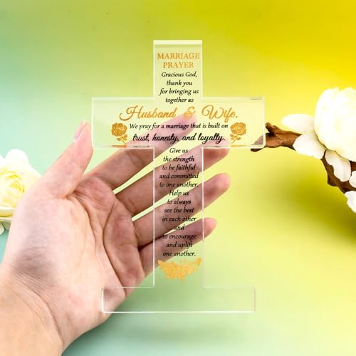 VIESUJI Marriage Prayer Cross Christian Wedding Gifts for Couples