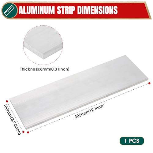 YTKavq 6061 aluminum flat bar, 5/16-inch thick, 4-inch wide, 12-inch long rectangle