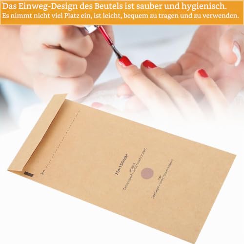 Sterilization Bag, Sterilization Bag, Disposable Nail Accessories, Disposable Accessories for Nail Sterilisers, Disinfectant Machines, for Cosmetics and Nail Tools, 75 x 150 mm (Pack of 200) 200 pieces