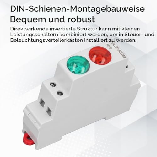 DIN Rail Signal Light, Red/Green Two Tone LED Indicator Light, 230V AC/DC Rail Mount Indicator for Distribution Boxes, CNC Lathes and Electrical Control Systems