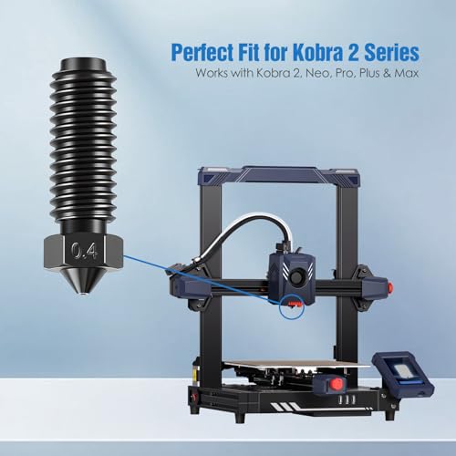 Hardened Steel Nozzle Kit for Anycubic Kobra 2 Series, 0.2mm, 0.4mm & 0.6mm Nozzle Replacement for Kobra 2, Kobra 2 Neo, Kobra 2 Pro, Kobra 2 Plus & Max, 3D Printer Accessories, 8-Pack Kobra 2 Nozzle (Multi Size)