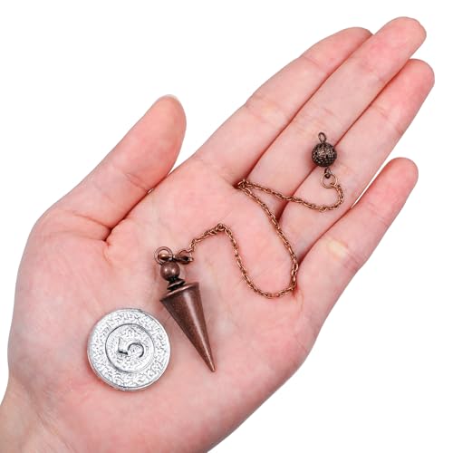 Copper Pendulum for Divination & Dowsing, 9 Inch Pointed Cone Pendant Pendulum with Chain, Ideal Dowsing Tool for Spiritual Healing, Chakra Balance, Guidance & Witchcraft Supplies