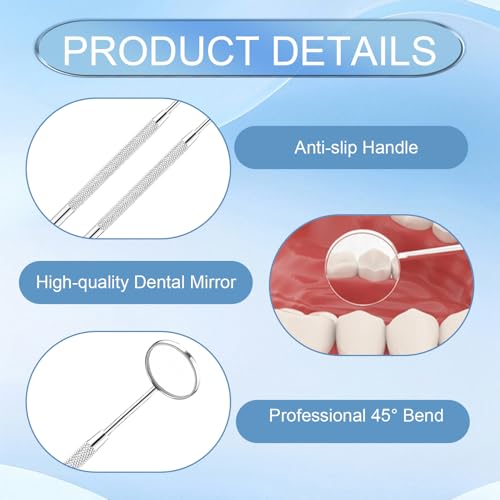 2 x Oral Mouth Mirrors, Stainless Steel Mouth Tooth Mirror, Anti-Fog Dentist Mirror, Dog Mouth Mirror, Extension Tool, Also Handy for Dentists and Eyelash Extensions