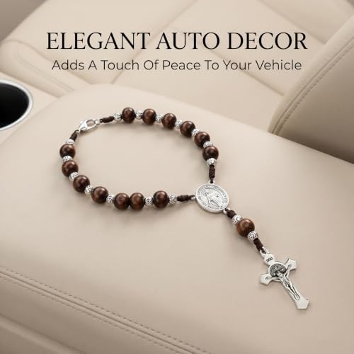 Steering Wheel Rosary Charm - Car Rosary Steering Wheel Charm wooden