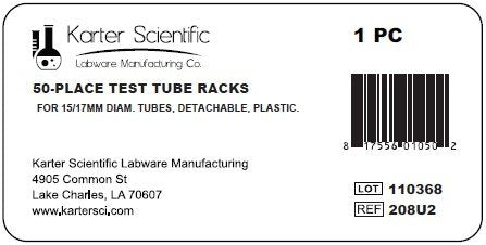 [Australia - AusPower] - Plastic Test Tube Rack for 15/18 mm Tubes, Hole Diameter is 18.7mm, Holds 50, Detachable, Karter Scientific 208U2 (Pack of 1) 15/18mm Pack of 1 