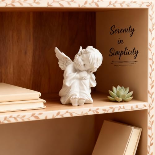 Angel Figurine Statue, Detailed Cherub Resin Sculpture for Shelf Desk Home Decor, Comfort Sympathy Keepsake Gift for Women, Fall Christmas Thanksgiving Birthday Present for Home Office Bedroom