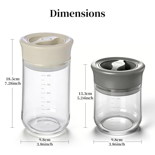 2 x 27oz Glass Airtight Coffee Container, Coffee Canister with Twist-Seal Beige + Gray