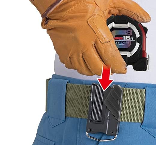 TAJIMA Tape Measure - 16ft x 1in GS-Lock Measuring Tape with Horned Magnetic Hook & Compatible Clip - GS-MC16BW 4.9 m