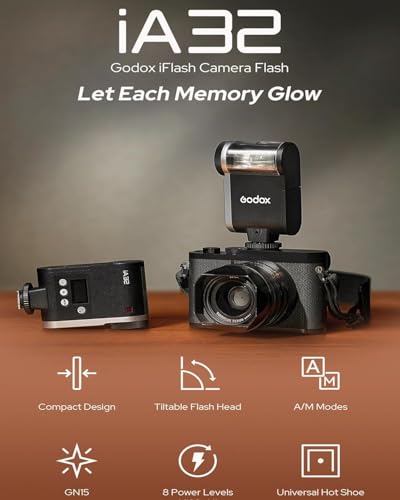 GODOX iA32 Mini Flash Speedlite Hot Shoe Flashes for Fuji, for Canon, for Nikon, for Sony, for Olympus Camera