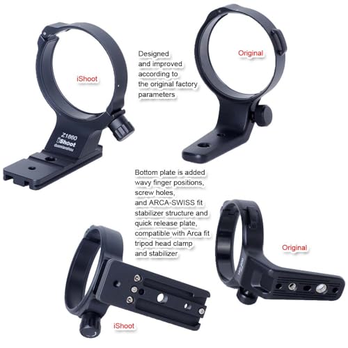 Tripod Mount Ring Lens Collar Compatible with Nikon Nikkor Z 180-600mm F5.6-6.3 VR, Lens Support Holder Bracket Bottom Arca-Swiss Fit Quick Release Plate for Arca Clamp Head & Stabilizer