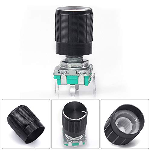 5 Set 360 Degree Rotary Encoder Code Switch Push Button EC11 Digital Potentiometer with Switch 5 Pin Handle Length 20mm and Knob Cap for Arduino Electronics Projects