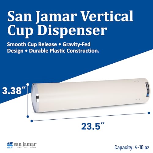 San Jamar Small Pull-Type Cup Dispenser Fits 4-10 Oz Cups with Flip Caps for Restaurants, Dining Halls, and Fast Food, Stainless Steel, 23.5 Inches, Silver
