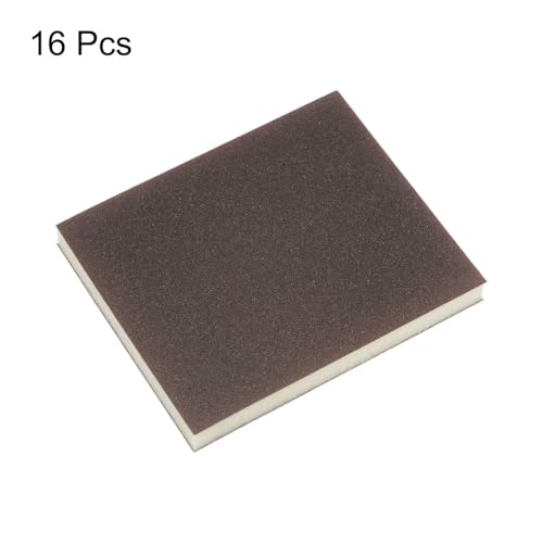 HARFINGTON 16-piece superfine 500-600 grit sanding sponge blocks, brown foam pads for wood, metal, and drywall