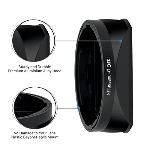 JJC Bayonet Metal Lens Hood for Fujifilm Fuji Fujinon XF 56mm f/1.2 R WR Lens on Fujifilm X-T5 X-T4 X-T3 X-H2 X-H2S X-T30 II X-T30 X-T20 X-PRO3 X-E4 X-E3 Camera with Lens Hood Cap For XF 56mm f1.2 Lens