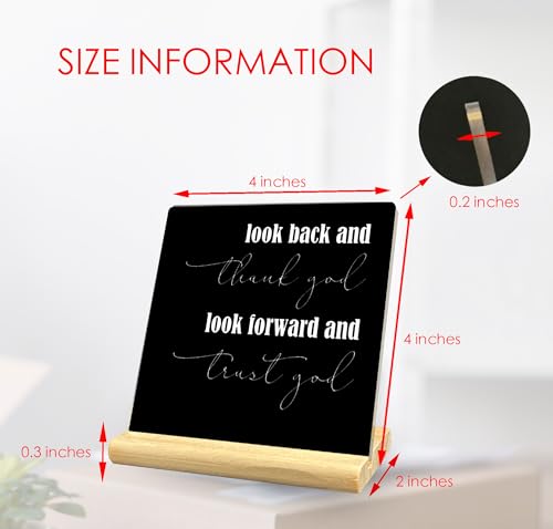 Look Back and Thank God Look Forward and Trust God Christian Acrylic Desk Decorative Sign, Inspirational Office Home Decor Gifts for Women Men