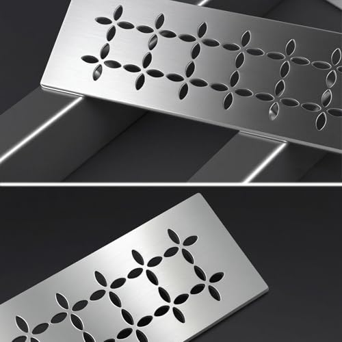 Floral Design Brushed Stainless Steel Shower Shelf for 12" Prefab Niches - Tool-Free Drop-in, Fits Standard 1/8 Inch Grout Lines (Matte Silver) 1 PACK
