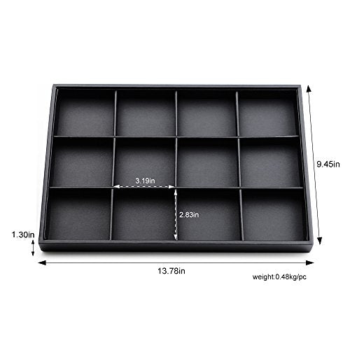 Oirlv Black Leather Necklace Tray 12-Grid P01702