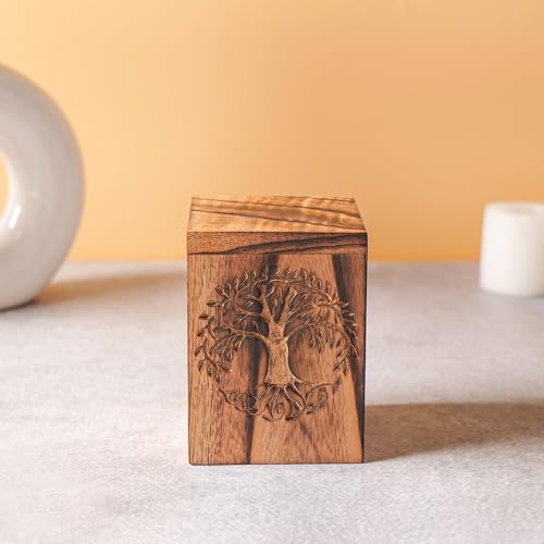 Hashcart Traditional Wooden Urn for Human or Pet Ashes, 12 Lbs