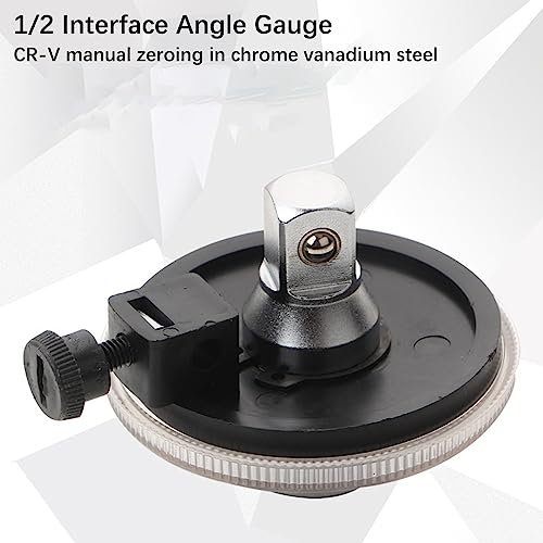 Car Rotary Protractor, Protractor with 0-360° Scale, Torsion Wrench 1/2 Inch with Adjustable Arm for Cylinder Head Screws Nuts