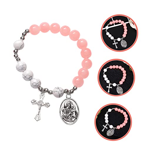 BESPORTBLE Cross Pendant Bracelet Beaded Cross Bracelet for Women for Men as Friendship Gifts for Women