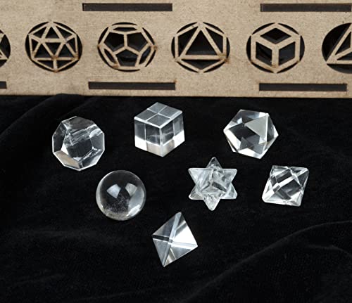 Clear Quartz 7 Pcs Platonic Solids Crystal Geometry Set, Platonic Solids