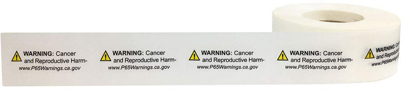 Qty 500 Ultra Clear California Prop 65 Cancer and Reproductive Harm Warning Labels