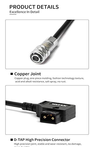 D-Tap to BMPCC 4K 6K Power Cable, BMPCC 4K Dtap Power Cable, D-tap to BMPCC 6K Straight Power Cable Cord Wire for Blackmagic Pocket Cinema Camera Straight Cable