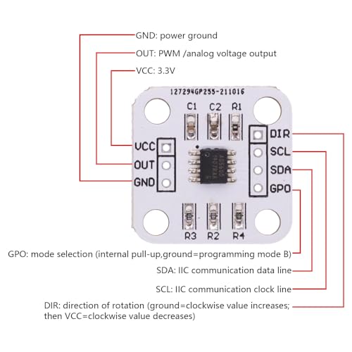 DollaTek 2Pcs AS5600 Magnetic Encoder Magnetic Induction Angle Measurement Sensor Module 12bit High Precision