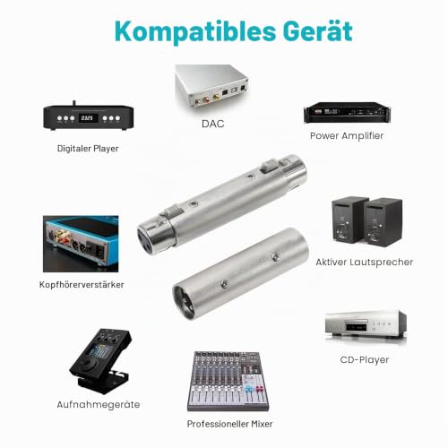 XLR Gender Changer - Pack of 4 Compatible with Microphones and Mixers