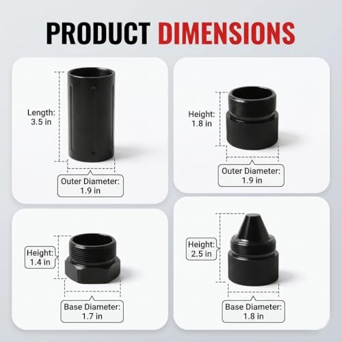 Bovzor aluminum cone-shaped truck wheel lug nuts, 1.375-inch x 24 thread, 12-pack