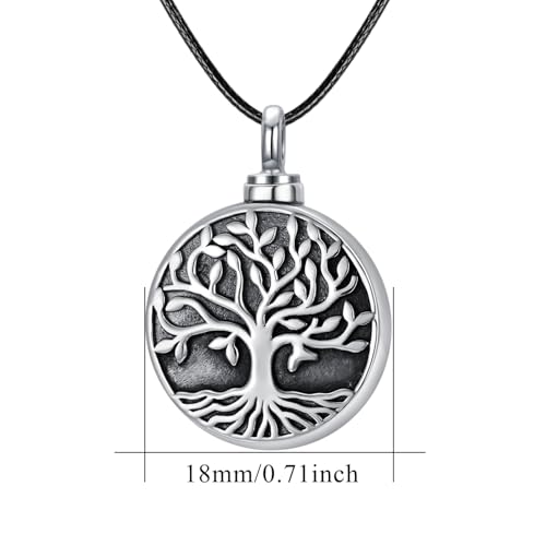 TRISHULA Urn Necklace for Ashes Sterling Silver Tree of Life Urn Ash Necklace Cremation Keepsake Memorial Jewelry Gifts for Women Men Cats Dogs Pets