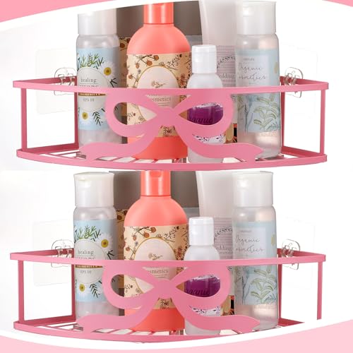 2 Pack Pink Bow Corner Shower Caddy No Drilling Pink Shower Shelves