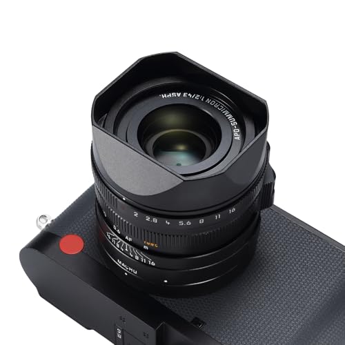Metal Square Lens Hood 43mm with Cover for Leica Q3/Q3-43 Camera,Q3 Camera Accessories Black (Black)