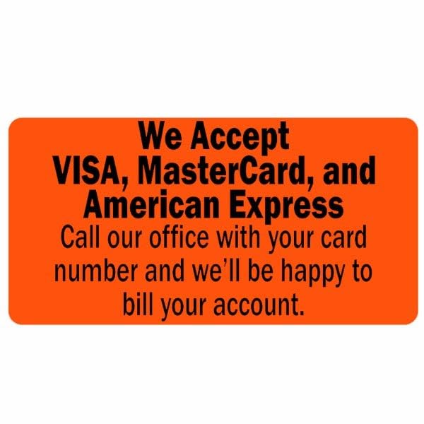 We Accept Visa, MasterCard, and American Express Labels