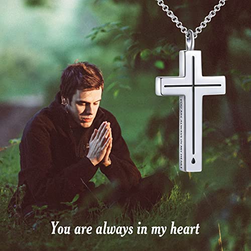 925 sterling silver cross souvenir ashes necklace urn pendant black