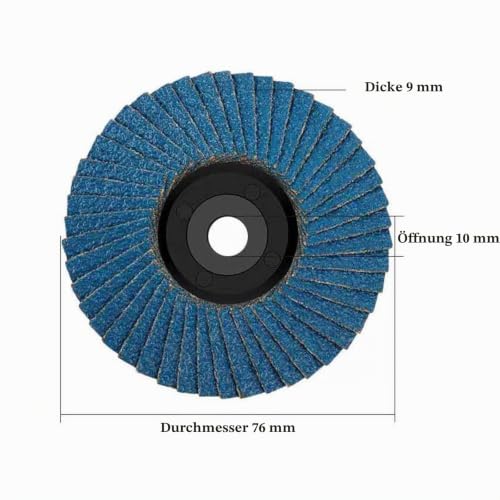 Flap Discs Diameter 76 mm x 10 mm Grit 120 Flap Discs for Angle Grinder Sanding Discs Pack of 10 | 3 inch flap discs for wood, metal, steel, grit 120 Flap discs for angle grinders Sanding discs 120 grit