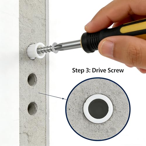 Eloogaa 200-piece drywall anchors and screws kit with ribbed plastic wall anchors, screws, and drill bit