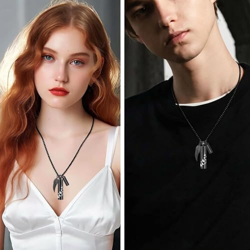zeqingjw Cremation Jewelry Butterfly Cylinder Urn Necklace for Ashes Stainless Steel Urn Keepsake Ash Holder Funeral Memorial Pendant of Loved Ones Black