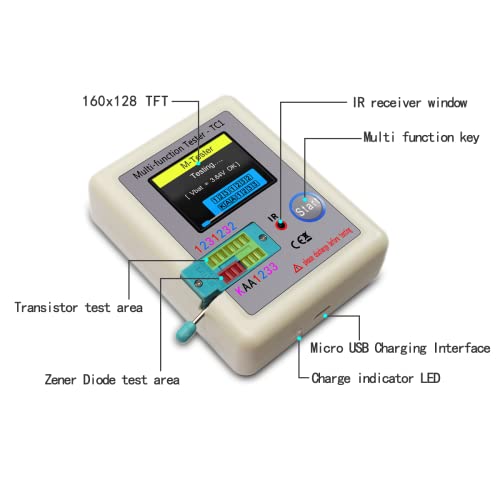 DollaTek 1.8 Inch Colorful Display Pocketable Multifunctional TFT Backlight Transistor LCR-TC1 Tester for Diode Triode Capacitor Resistor Transistor LW21