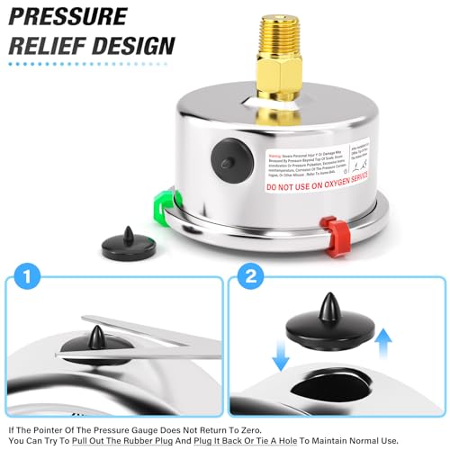 MEANLIN MEASURE 0-5000 PSI liquid-filled pressure gauge, stainless steel 2-inch dial with center back mount