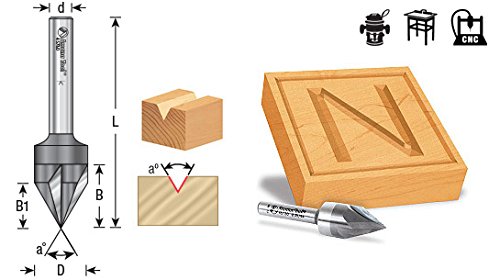 Amana Tool solid carbide 60-degree V-groove router bit, 1/4-inch diameter with 1/4-inch shank