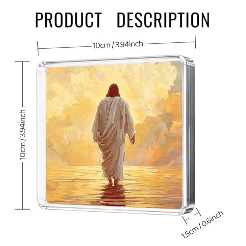 Jesus Heaven Acrylic Plaque 4.0x4.0 Inch, Christian Religious Acrylic Block Sign, Inspirational Faith Desk Decor, Bible Artwork Gift for Women Men, Spiritual Home Office Decoration Jesus Heaven