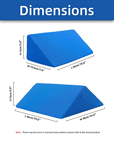 Fanwer Positioning Wedge Pillow for Side Sleeping (3 in 1), 40 Degree Triangle Bed Wedges & Body Positioners for Back Pain, Preventing Bedsores, After Surgery, Knees Elevated, Pregnancy Sky Blue 19.69in