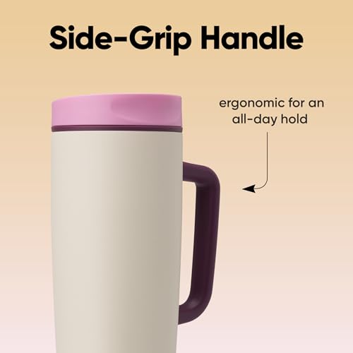 Owala SmoothSip Slider Stainless Steel Insulated Travel Mug with Handle, 100% Leak Proof, For Hot and Cold Drinks, Travel Friendly with Sliding Lock Lid, BPA Free, 24 oz, Daybreak 24 Ounces