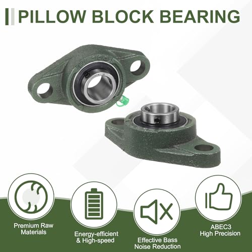 sourcing map UCFL205 Pillow Block Bearings, 25mm Bore Self Alignment, Solid Cast Iron Base, Chrome Steel Flange Mounted Pillow Block Ball Bearing, (ABEC3) UCFL205 (25mm)